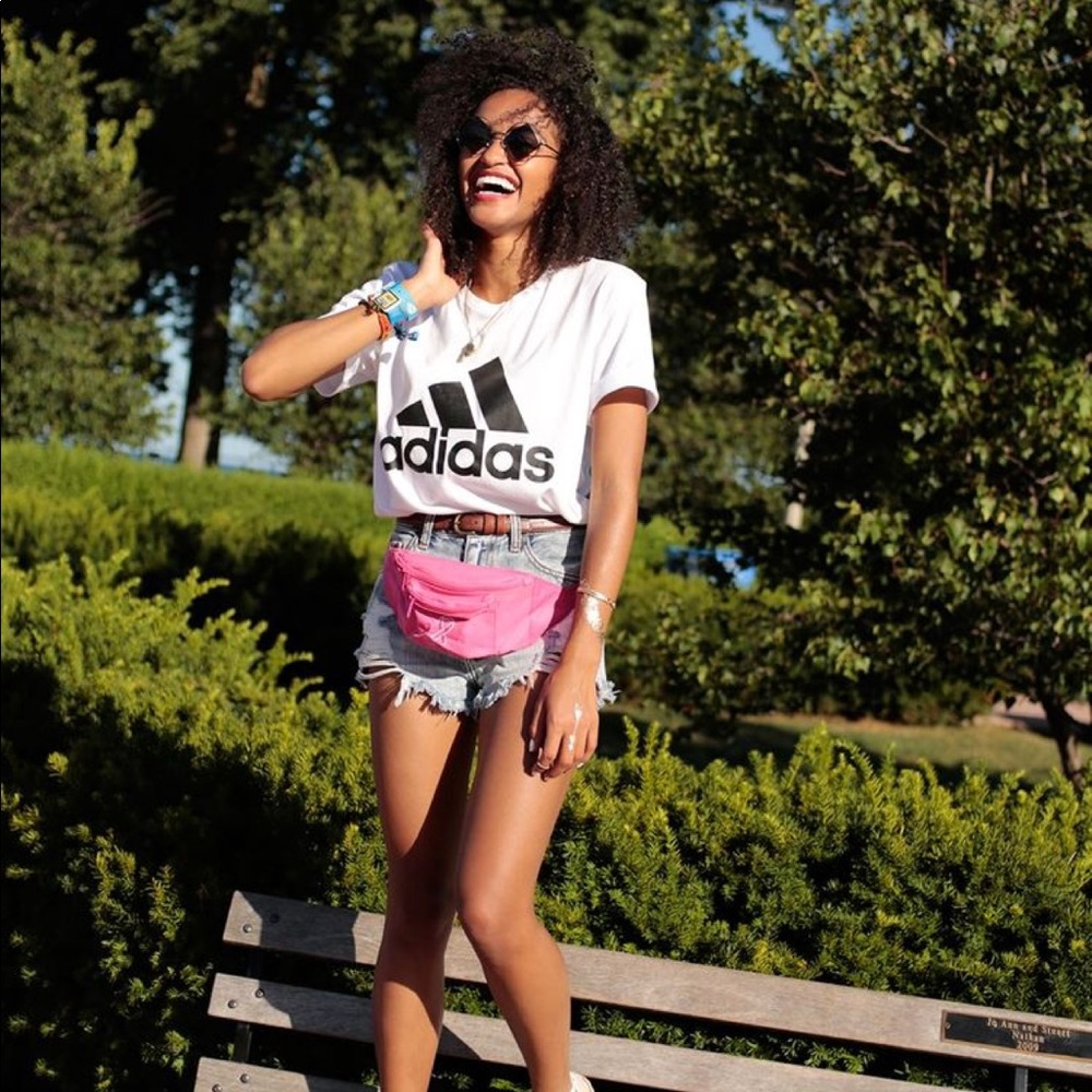 Pink adidas fanny pack